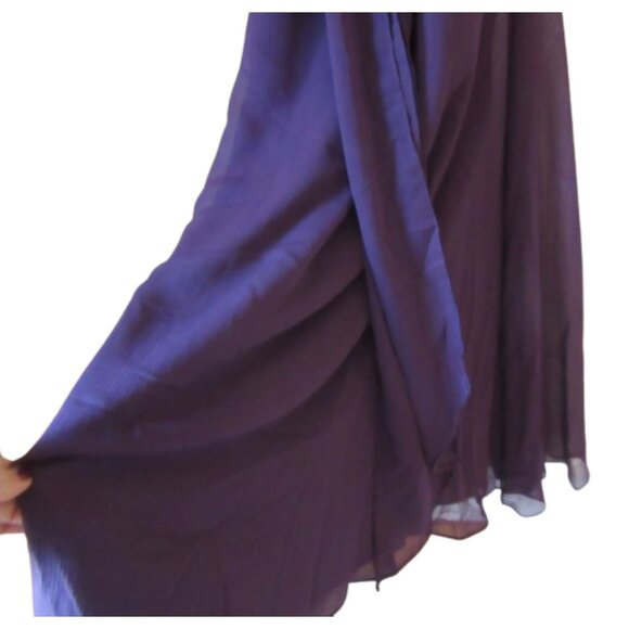 White By Vera Wang Purple Formal Gown w Spaghetti Straps & Draped Waist Size 0 - Picture 4 of 8